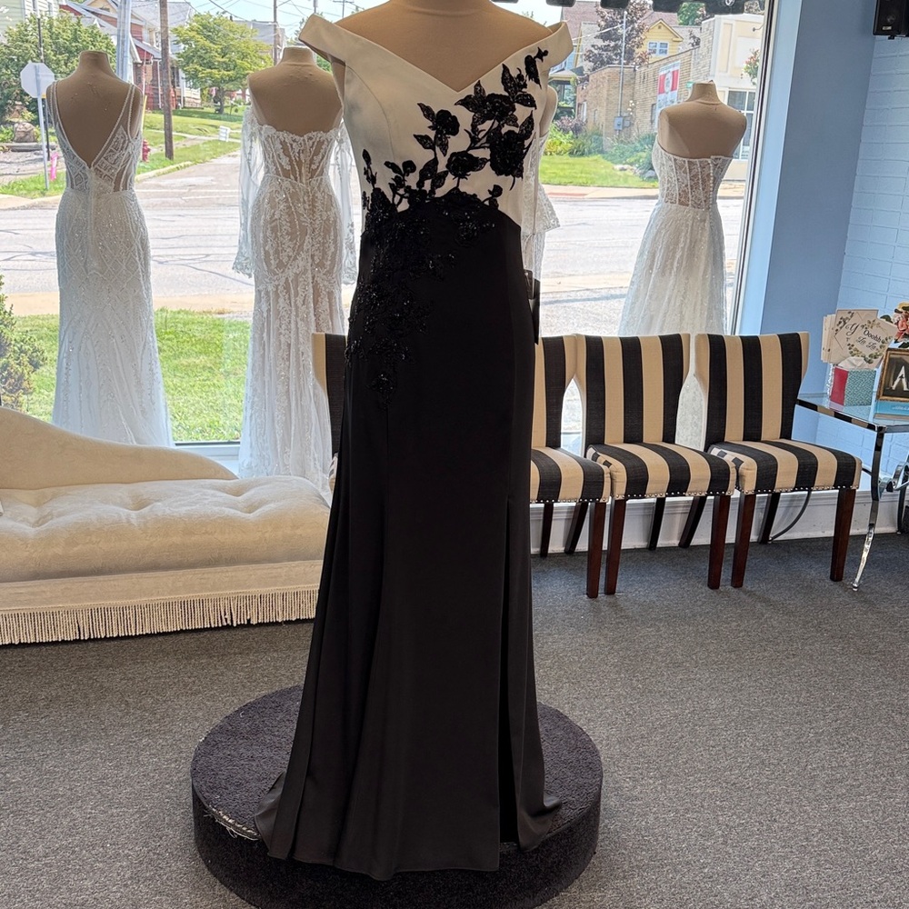 Elegant Black and White Evening Gown
